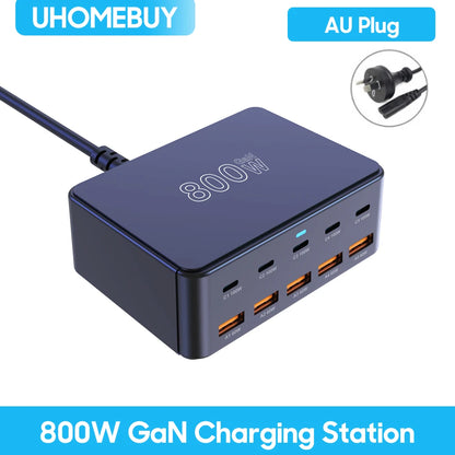 800W USB C GaN Charger Multiport PD3.0 PPS QC3.0 Fast Charging Station