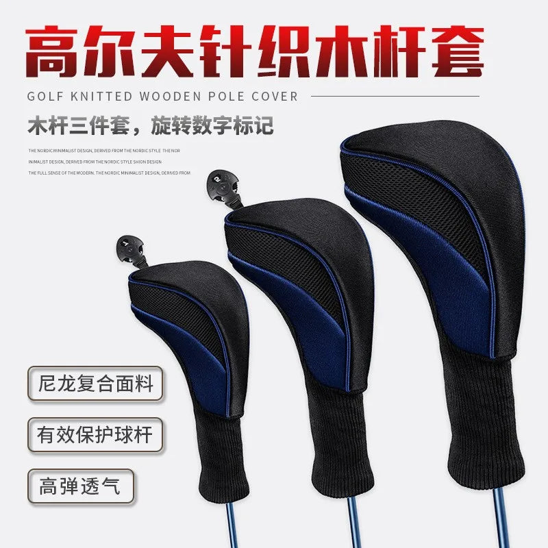 3Pcs/Set Club Heads Cover Soft Wood Golf Club Driver Headcovers Professinal Golf Head Covers Protect Set 5 Colors