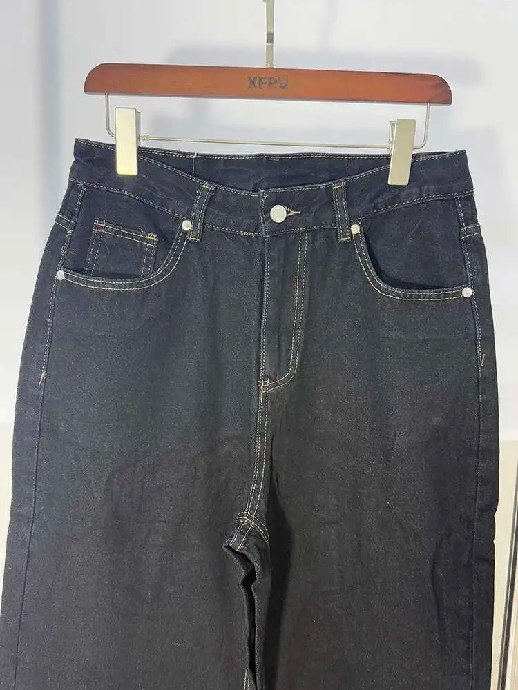 IEFB Simple Men's Denim Pants Vintage Washing Wide Leg Loose Jeans Casual Straight American Style Male Trousers New 2026 9W190