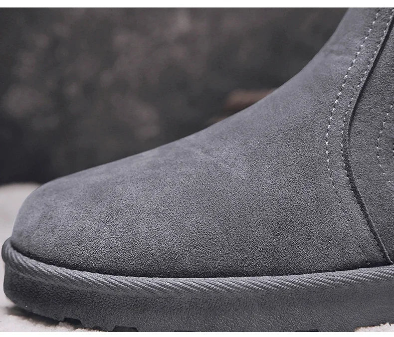 Leather High Top Winter Boots For Men With Plush Lining Outdoor Snow