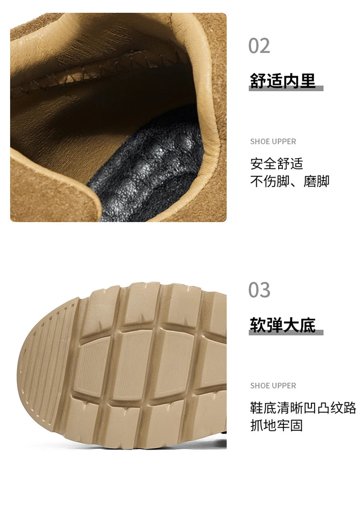 Mens Suede Leather Lace Up Ankle Boots Casual Retro Style