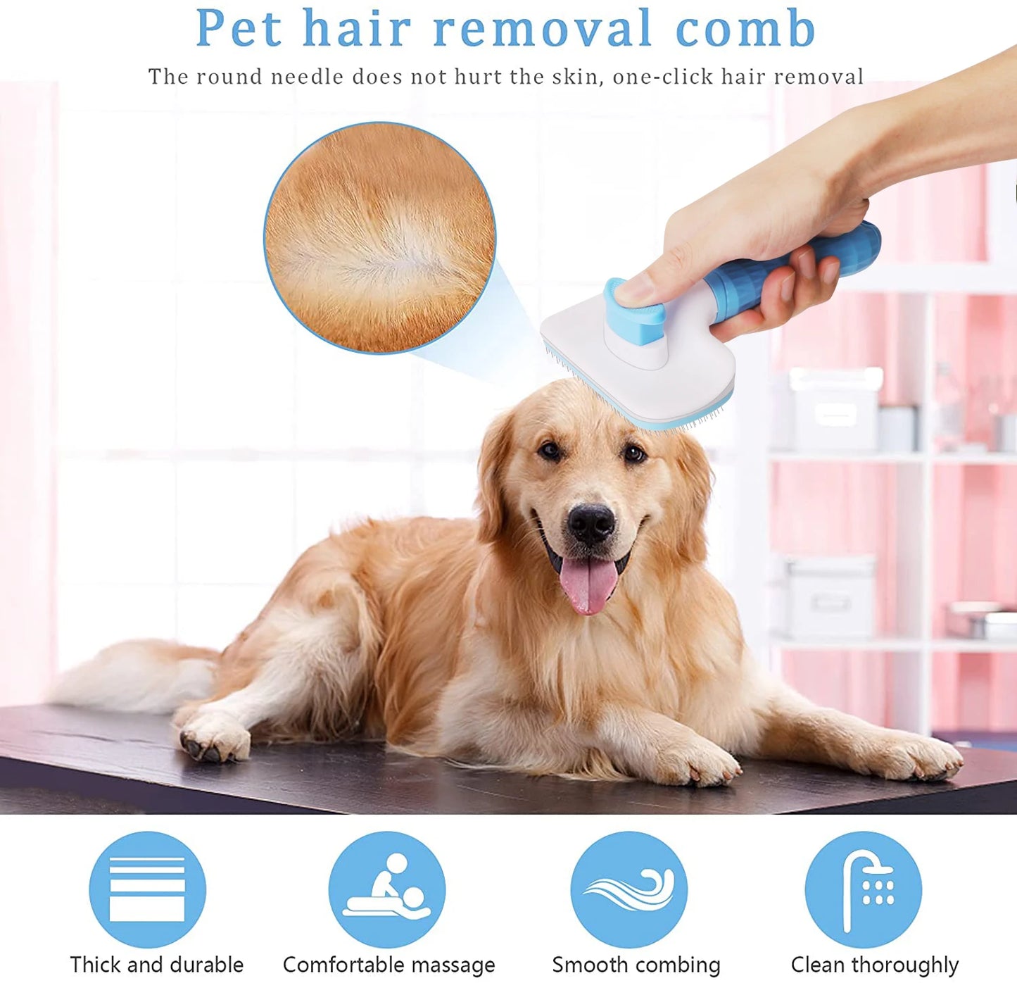 Dog Hair Remover Brush – Pet Grooming & Cleaning Comb for Long Hair Dogs and Cats