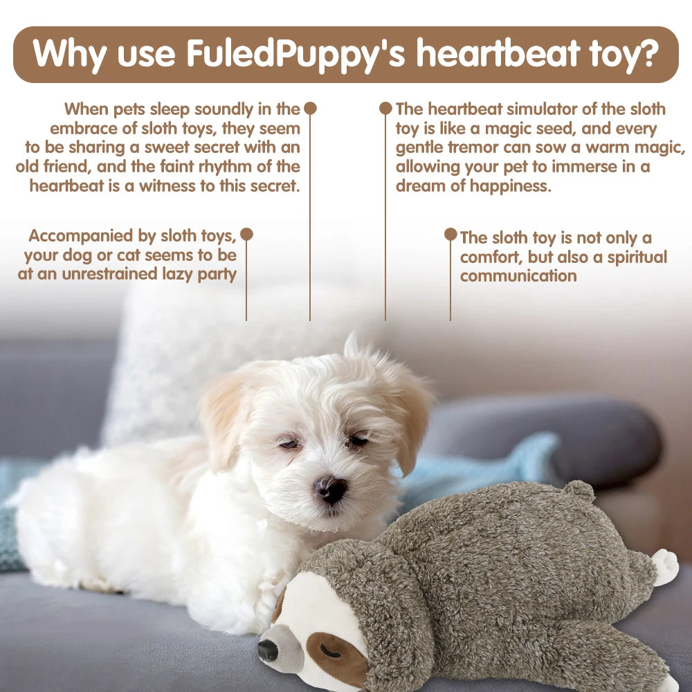 Dog Christmas Gift – Forest Sloth Puppy Heartbeat Toy for Stress Relief & Sleep