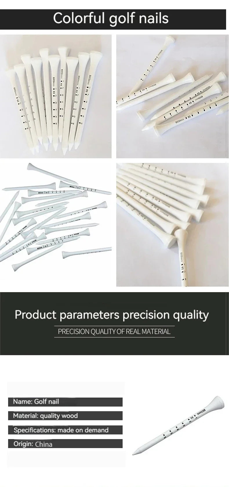 PGM 50pcs Durable Wooden Golf Seats Stabilizes Ball On The Course to Maintain a Perfect Tee Level and Improve Accuracy TE012