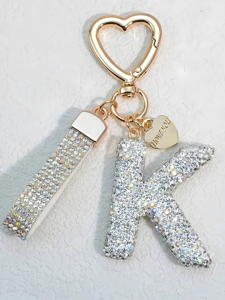 Elegant Diamond Letter Keychain – Lady Bag & Car Accessory