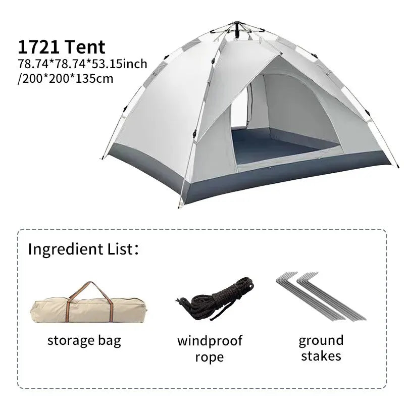 Automatic Opening Camping Tent 3-4 Person, Portable Rainproof