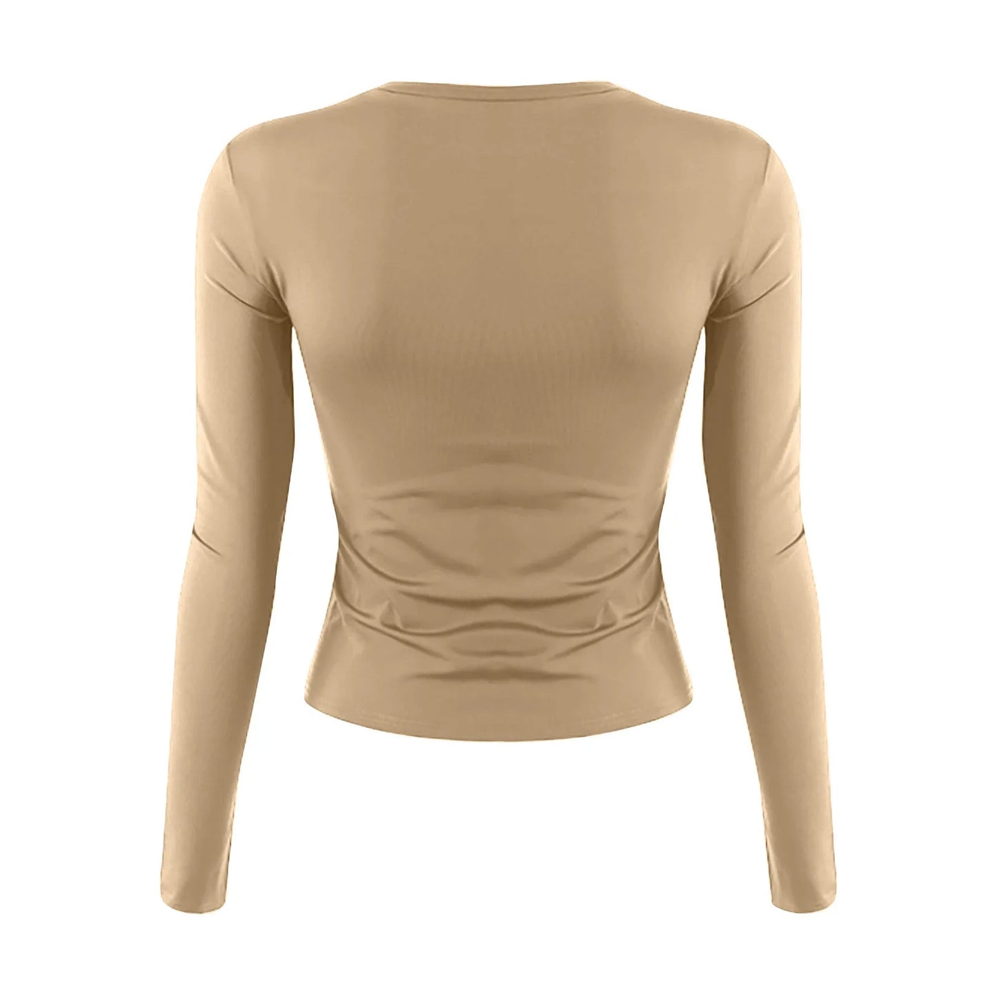 Women’s Cotton O-Neck Long Sleeve Cropped Top