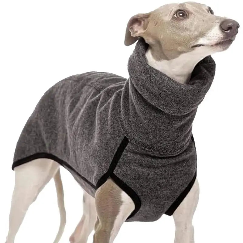 Winter Whippet Vest Turtleneck Soft Fleece Coat for Medium & Large Dogs