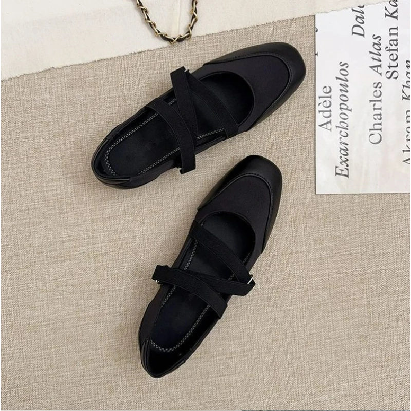 2025 Spring/Fall New Mary Jane Flats - Ballet-Inspired Round-Toe Slip-On Shoes with Elastic Strap, Vintage Work Pumps for Women