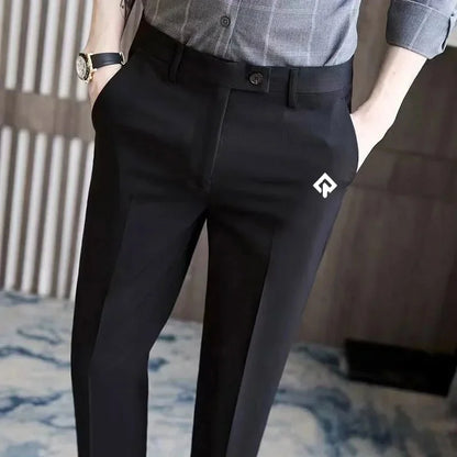 Men's Slim-Fit Golf Trousers Casual Drape Acrylic Fabric