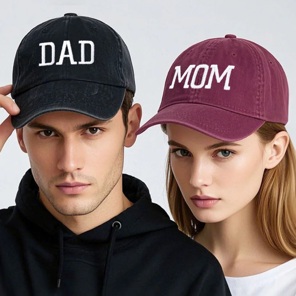 DAD MOM Embroidery Pure Cotton Men's Baseball Cap For Man  Womne's Fashion Sport Golf Caps Sun Hat Dropshipping