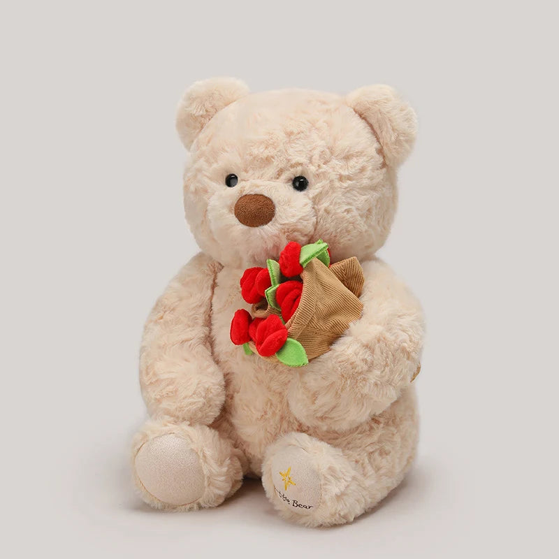 New Hot Sale Teddy Bear with Roses Plush Toy Soft Bear Stuffed Doll Romantic Gift for Lover Home Decor Girls Birthday Gift