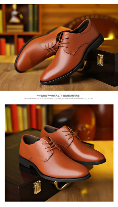 Men's Leather Business Shoes Non Slip Soft Sole Formal Casual Footwear