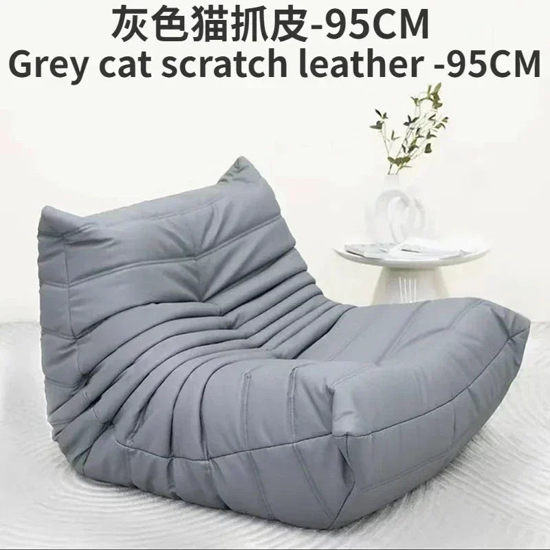 Single Casual Sofa Chair with Cat Scratch Leather Nordic Togo Lazy Caterpillar Sofa Bedroom Living Room Balcony Suede Sofa