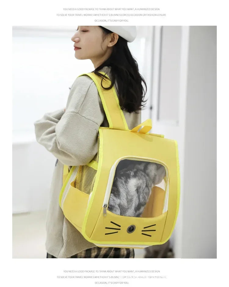 Pet Cat Carrier Bag Cat Backpack Outdoor Breathable Portable Shoulders Bag for Cats Small Dogs Transport Carrier