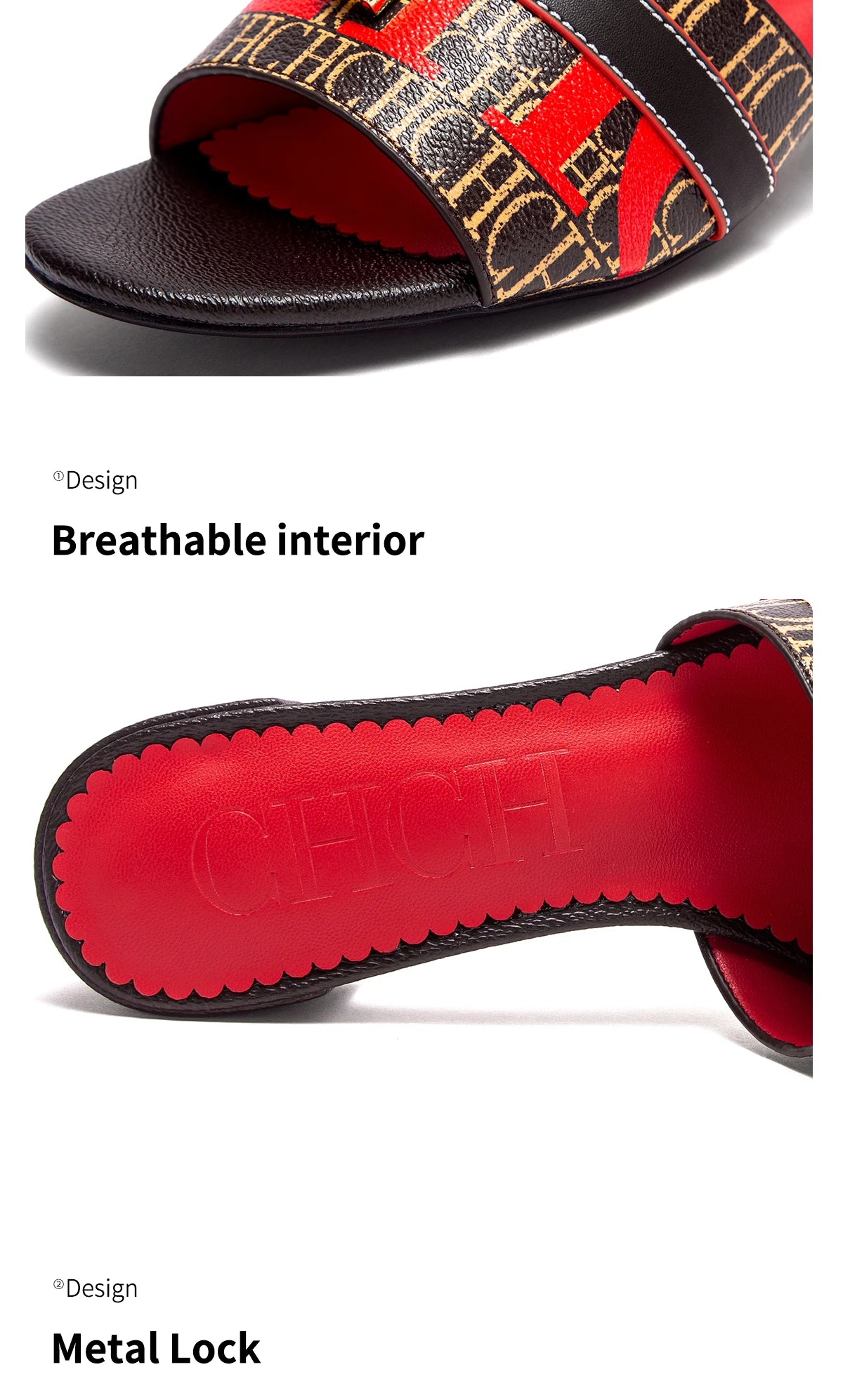 CHCH Women's Heels Sandals Low Block Chunky Heeled Sandals Slide Sandals Slip on Comfortable Casual Pumps Shoes 5cm