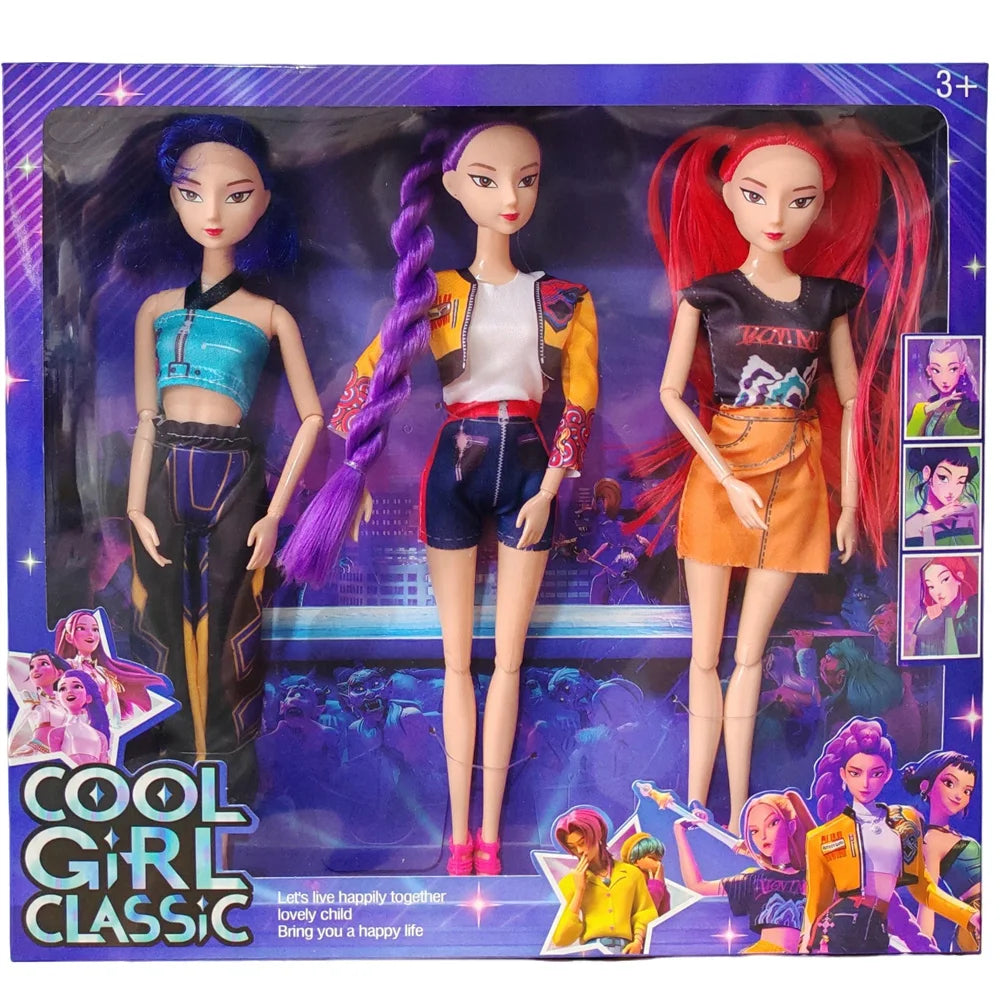 #@HOT Doll Toys Kpop Demon Hunters Action Figure Toy Rumi Mira Zoey Beautiful Princess Baby Girl Dolls Plastic DIY Toy for Girls