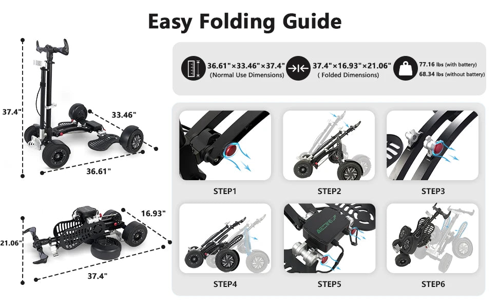 ESWING American Warehouse Push Golf Cart 1600W electric golf push trolley 4 wheel Electric Golf Cart