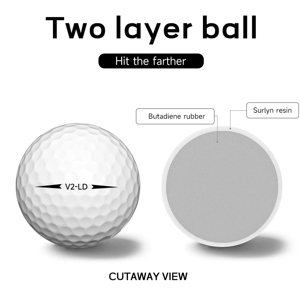 Caiton 100pcs 2-Layer Golf Balls - 332 Dimple, Max Distance, Spin Control, Durable, Precision - For Golf Training & Play