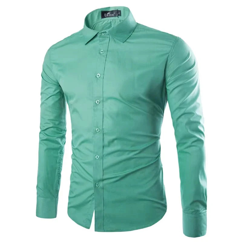 14 Colors Solid Color Men's Fashionable Candy Color Shirt Men's Casual Long Sleeve Shirt for Men