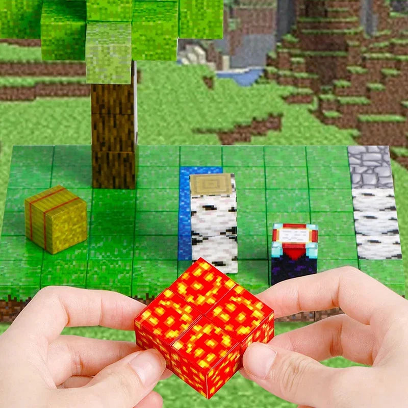 Random Magnetic Building Blocks Mine World Building Toys Boy Girl DIY STEM Montessori Sensory Cubes Toddlers Education Gift