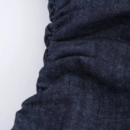 Denim Midi Dress For Women With Lapel And Side Zipper