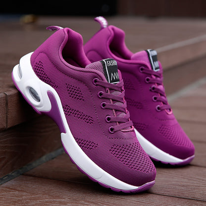 Women Mesh Breathable Platform Casual Sneakers Lace Up Running Shoes Rubber Sole