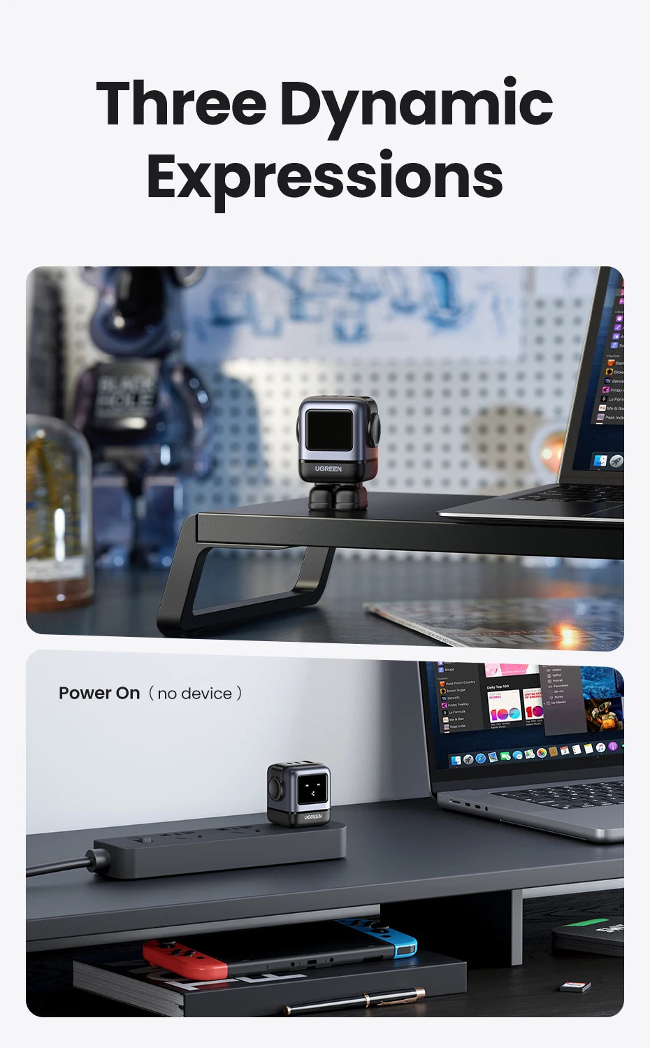 【US Plug】UGREEN 65W 30W GaN Charger Robot Design PD3.0 Fast Charger QC4.0 3.0 PPS for iPhone 17 16 15 Pro Macbook Laptop Table