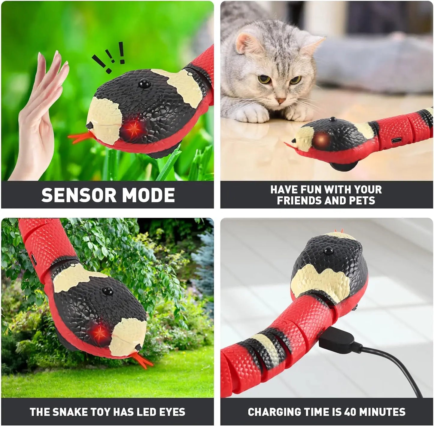 Smart Sensing Interactive Cat Toy – Automatic Snake Teaser for Cats & Dogs