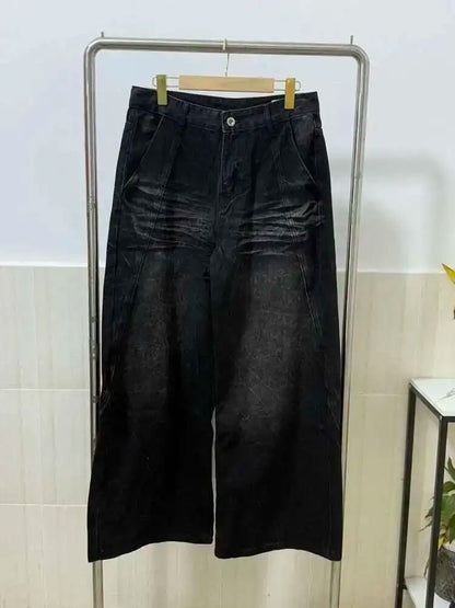 Men's Denim Jeans Loose Straight Wide Leg Washed Solid Color