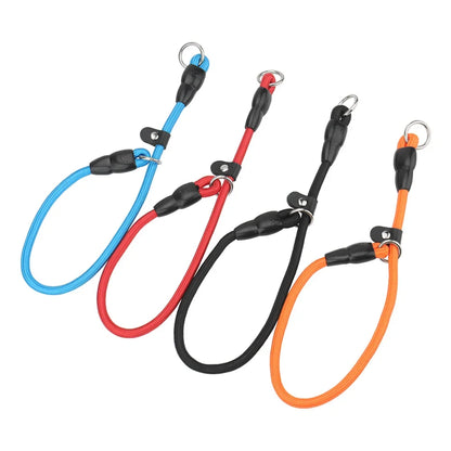 Nylon Dog Slip Collar With Slidable Stopper Martingale Sizes S-M-L Multi-Color