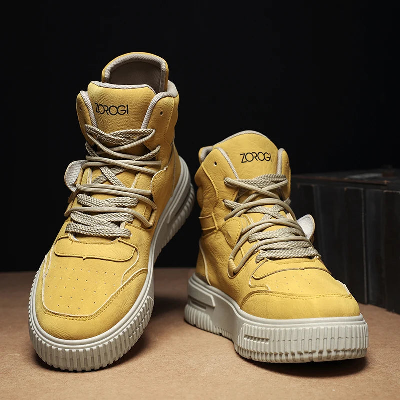 Leather Ankle Boots For Men Lace Up Non Slip Sole Winter Boots