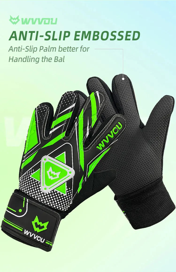 WVVOU Goalkeeper Gloves Children and Teenagers, Football Goalkeeper Gloves, Football Gloves, Double Protection, Portability