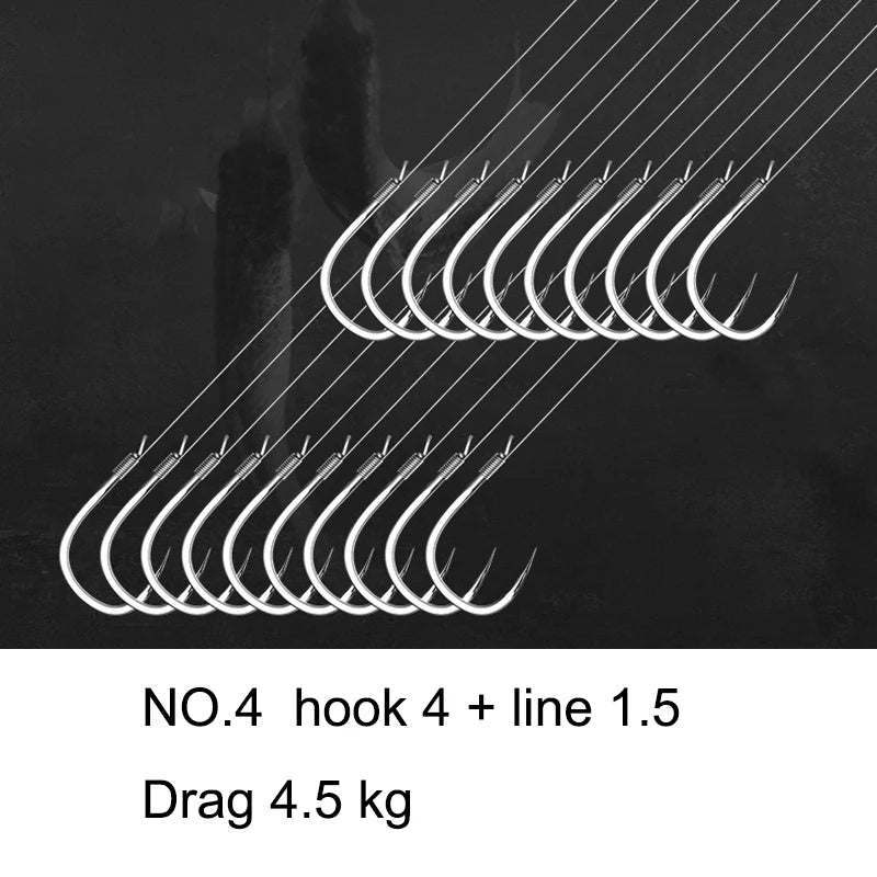 10 pair Fishing Hooks With Tippet 45cm Line Set Carbon Steel Double Fishing line Hook Fish Barbed Carp Fishing