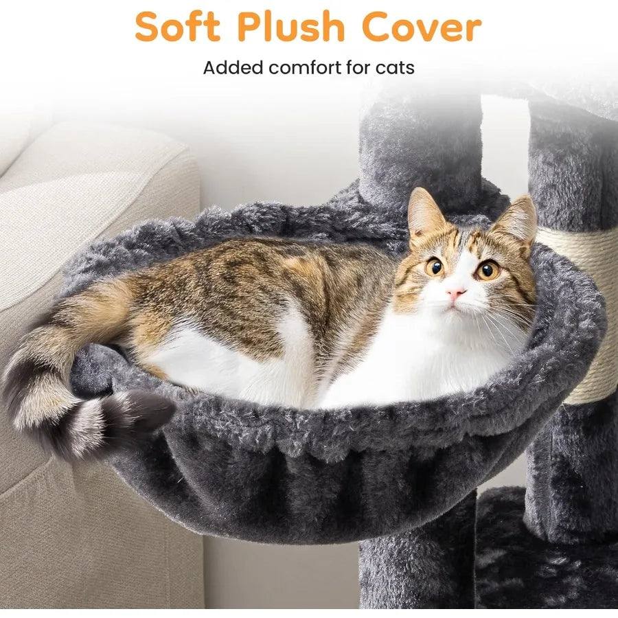 73 Multi-Level Cat Tree Tower with Scratching Posts Condos Perches Hammocks and Toys Designed for Large Cats and Multi-Cat Hous