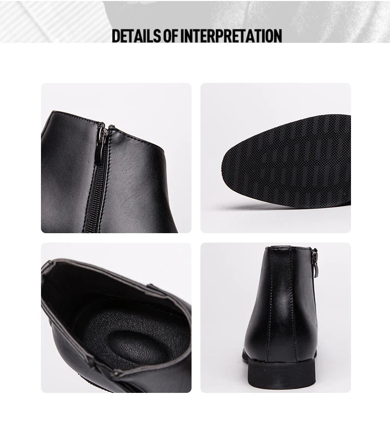 Riding Ankle Boots for Men Zip Closure PU Lining PU Insole