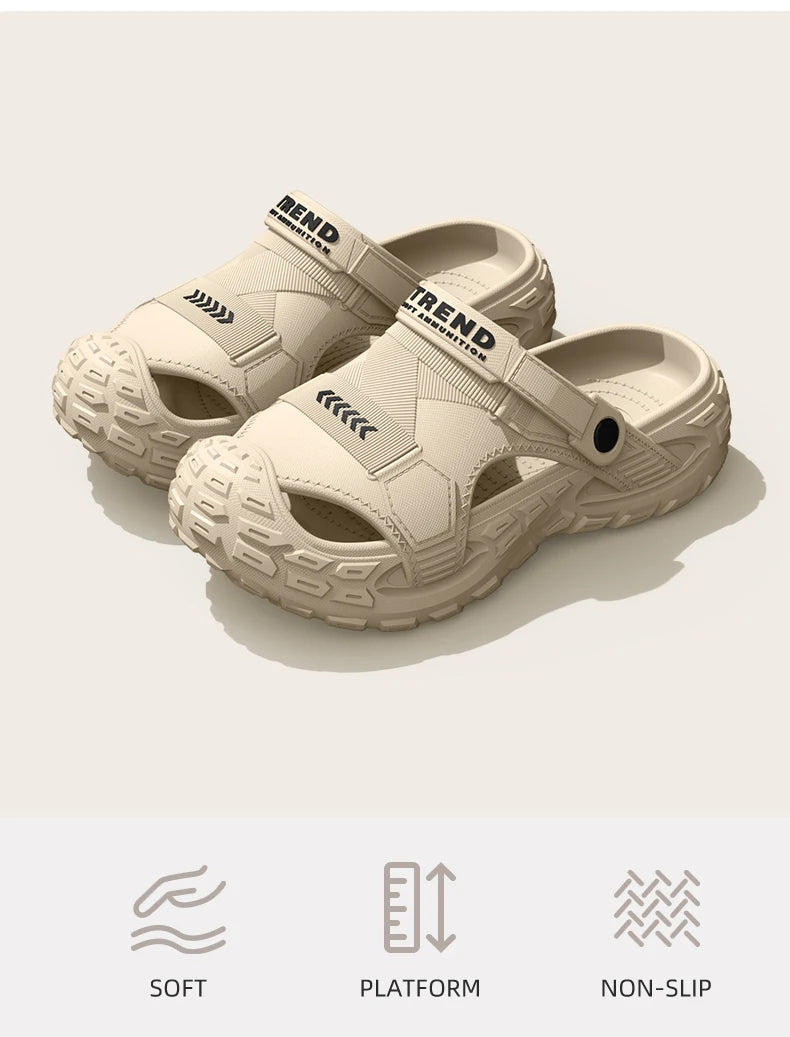 EVA Mens Sandals Thick Sole Outdoor Beach Perforated Summer Shoes