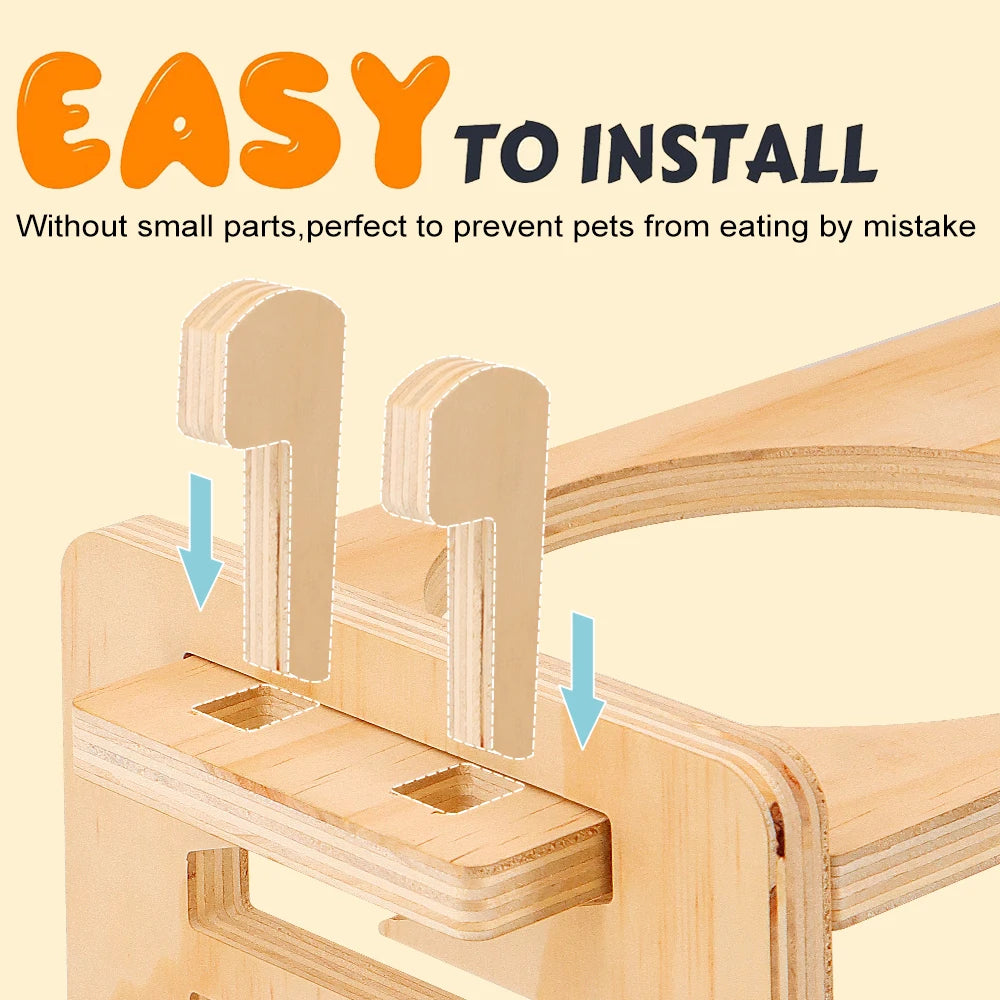 Elevated Small Toy Dog Cat Bowls Tilted Adjustable Puppy Feeder Stand with 2 Stainless Steel Bowls for Puppies Cats Accessories