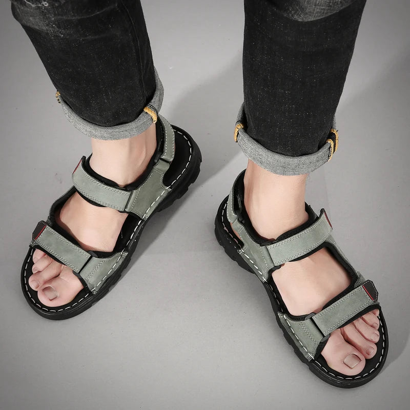 Leather Outdoor Men Sandals Casual Beach Sandals 38-48