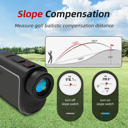 Golf Laser Rangefinder with Slope Compensation and Flag Lock, 6x, 5-1090 Yards