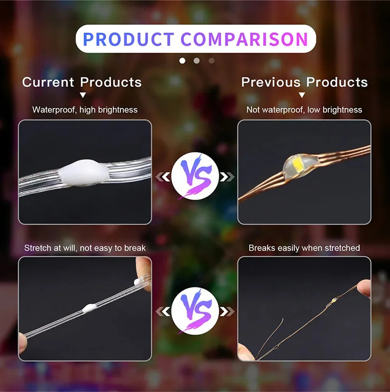 Waterproof RGB Smart String Lights for Curtain & Party Decor