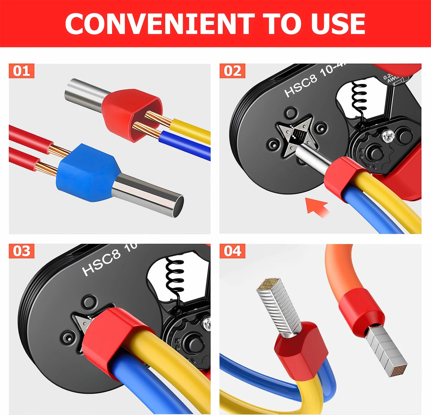 Electrical Tube Insulated Terminal VE Tubular Crimp Terminals Wire Cable Connector Ferrules Terminal Connectors Kit