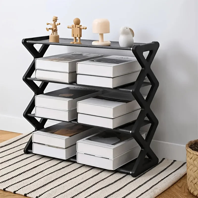 Four Layer Shoe Storage Rack PU Material Solid Color Holds 9 To 12 Pairs