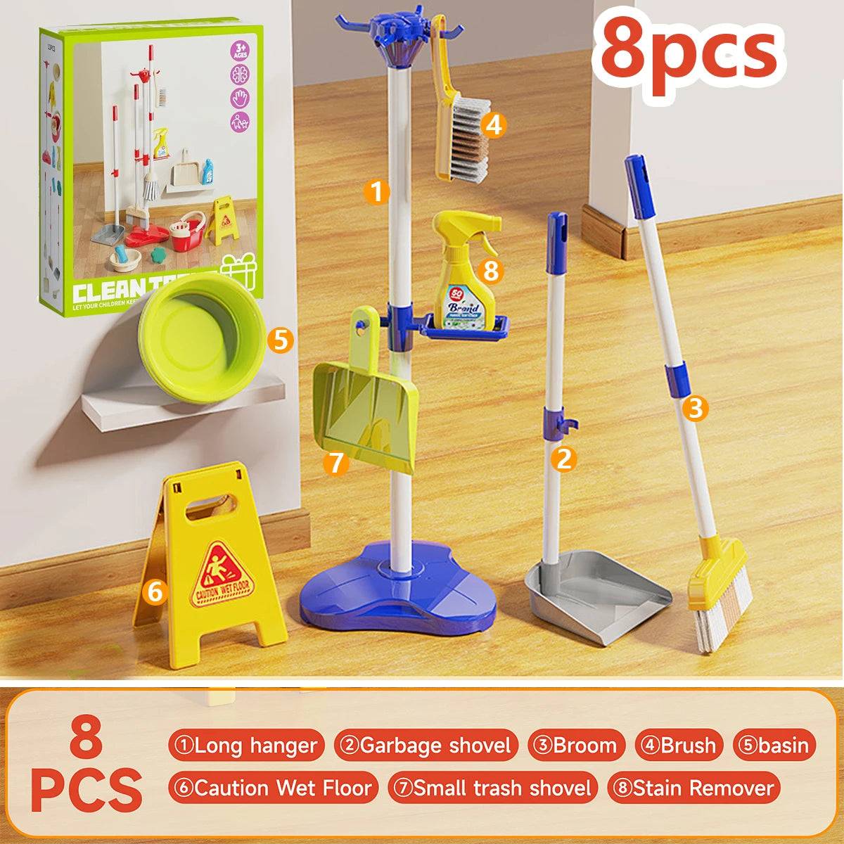 Kids Cleaning Toy Set for Toddlers Mini Broom Dustpan Mop Pretend Play Housekeeping Supplies Kits Montessori Toys Girl Boy Gifts