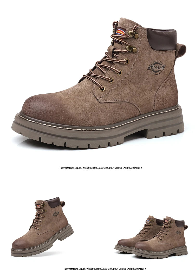 High Quality Men Shoes Genuine Leather Men Boots Outdoor Casual Shoes for Men Platform Boots Plush Ankle Boots Botas Para Hombre