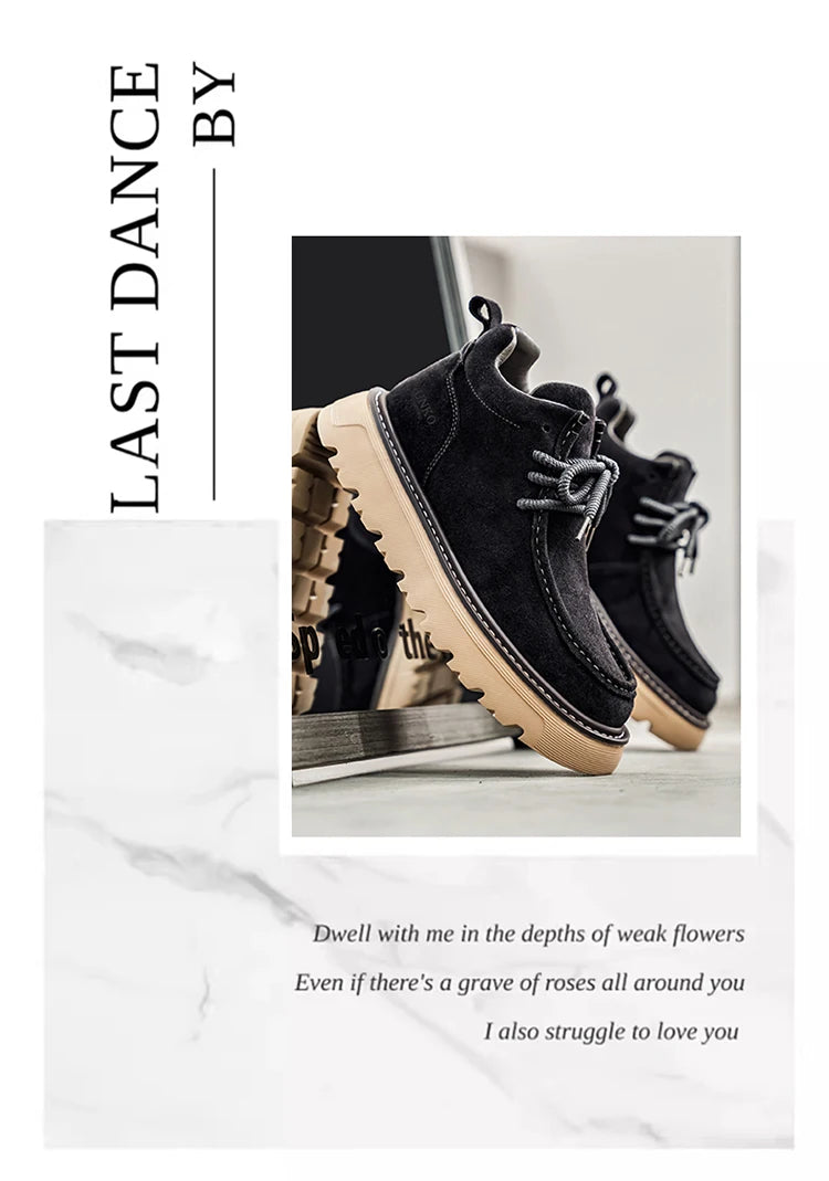 Mens Suede Leather Lace Up Ankle Boots Casual Retro Style