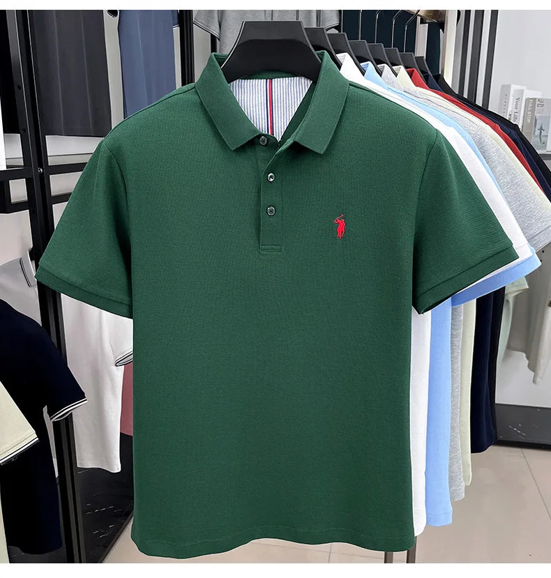 100% pure cotton high-end brand men's short sleeve polo shirt summer fashion original pony embroidery golf Paul  casual T-shirt