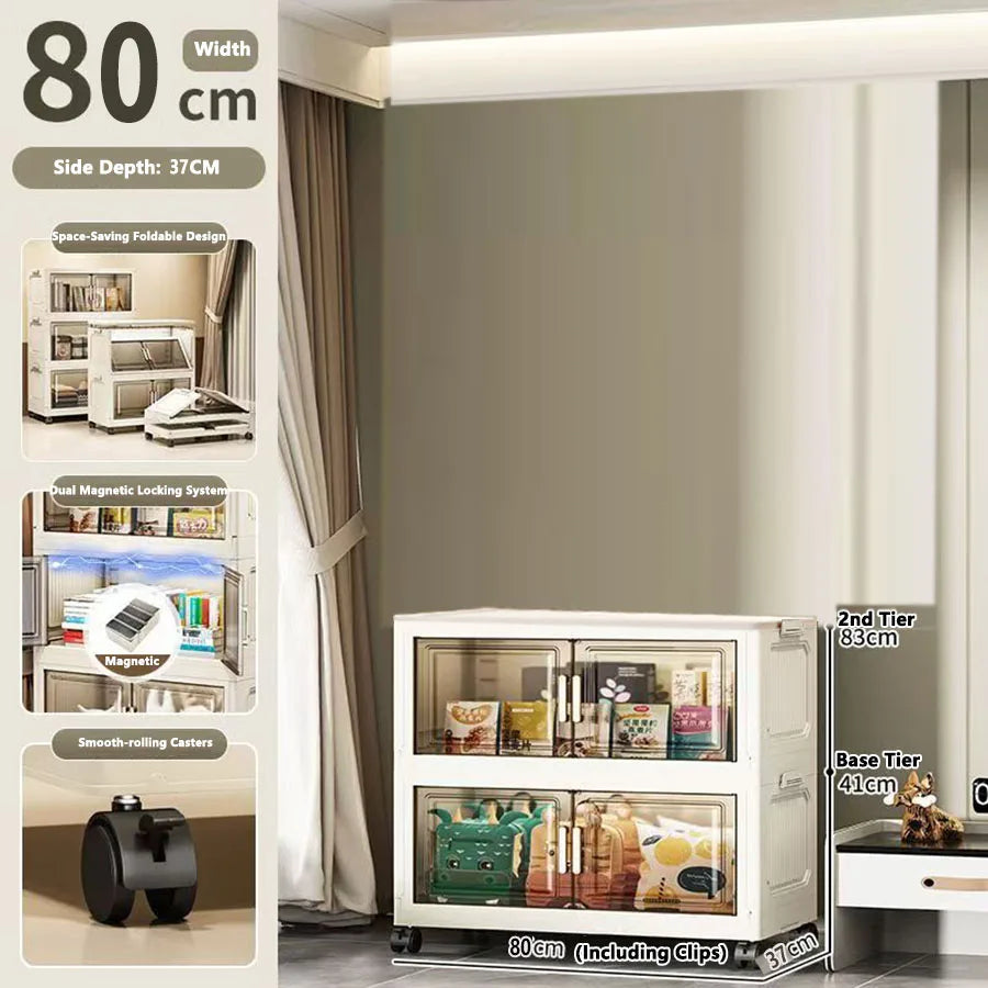 Storage Cabinet Folding Storage Box Home Living Room Toy Cabinet Storage Rack Snack Cabinet Installation-Free Kitchen Storage Cabinet Folding Storage Cabinet Organizer