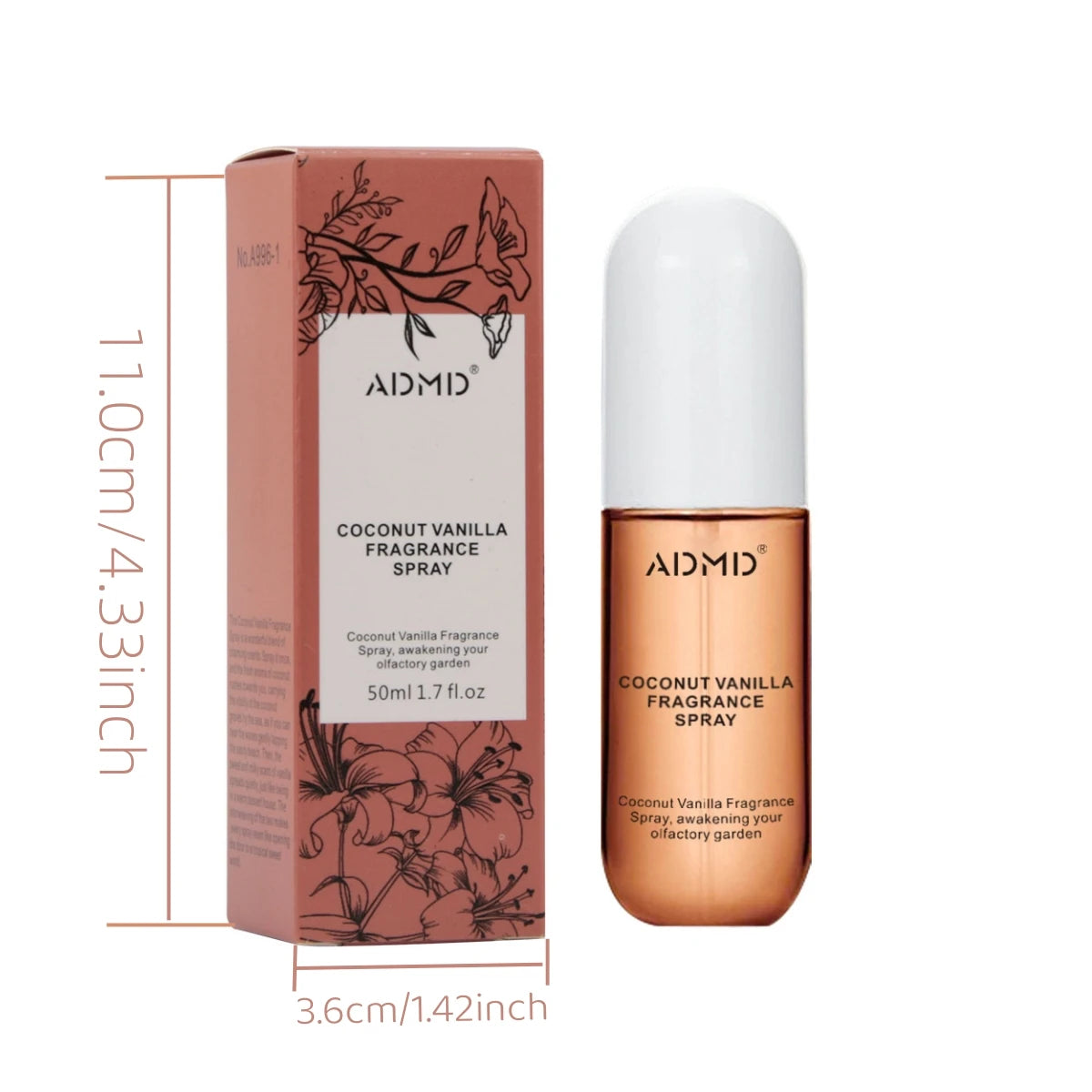 Set of 2 Coconut Perfume Sprays - Dual-Use Hair & Body Freshener with Long-Lasting Aroma, Compact & Travel-Ready Fragrance Spray