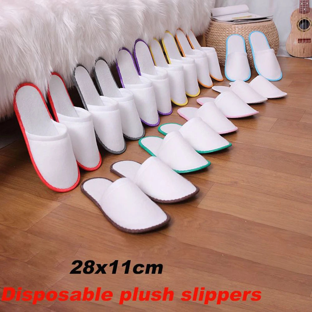 Hotel Slippers 10 Pairs Disposable Velvet Cotton Guest Slides